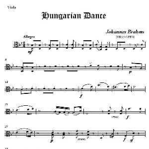 匈牙利舞曲 弦乐四重奏中提琴分谱 勃拉姆斯