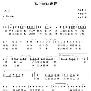 我不该认识你_通俗唱法乐谱_词曲:王佑贵 王佑贵