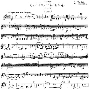小提琴谱 | Mozart Quartet No.16 in Eb Major,K.428 Violin 2分谱
