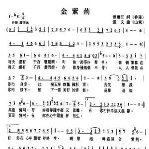 金紫荆_民歌简谱_词曲:张继征 张文