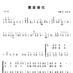 古筝谱 | 雾里看花 弹唱谱 阎肃 孙川