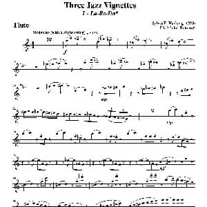 长笛曲谱 | Three jazz vignettes 第一乐章 三重奏长笛分谱