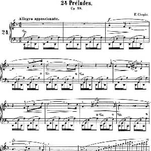 肖邦 24首钢琴前奏曲 Op.28 No.24 D小调 钢琴谱 肖邦