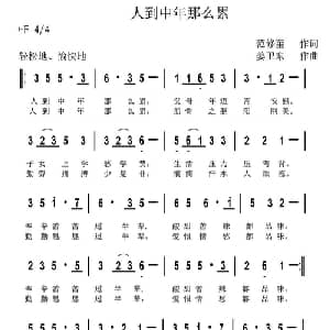 人到中年那么累_通俗唱法乐谱_词曲:范修奎 姜卫东
