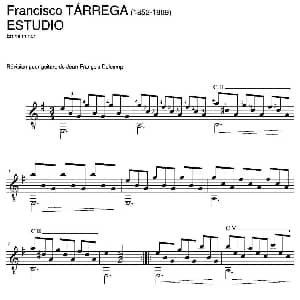 ESTUDIO En mi minor 吉他谱 弗朗西斯科 泰雷加 Francisco Tarrega 1852 1909