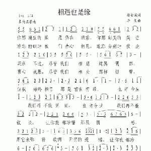 相遇也是缘_通俗唱法乐谱_词曲:唐金城 李戈