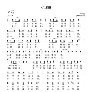 小瑞哥_通俗唱法乐谱_词曲:牛牛 yhmwms