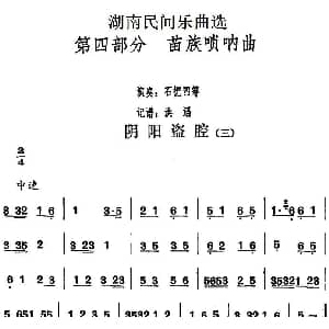 阴阳盗腔 三 湖南民间乐曲选 洪滔记谱