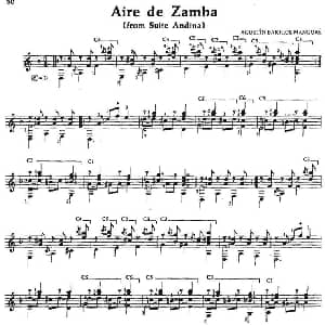 Aire de Zamba 吉他谱 奥古斯汀 巴里奥斯 曼戈雷 Agustin Barrios Mangore