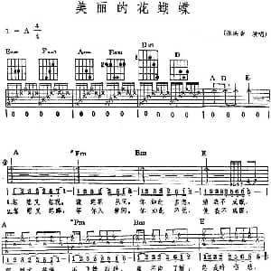 民族吉他弹唱 美丽的花蝴蝶 吉他谱 张洪量