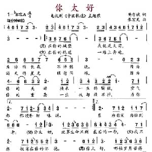 你太好_通俗唱法乐谱_词曲:樊孝斌 张宏光