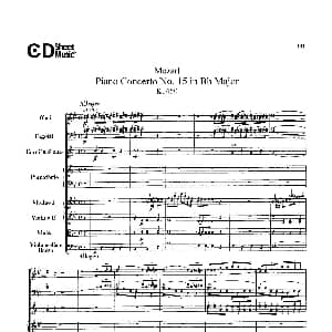 Piano Concerto No.15 in Bb Major K.450 Full Score 降B大调钢琴协奏曲总谱 沃尔夫冈 阿玛多伊斯 莫扎特