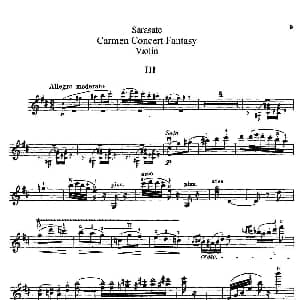 小提琴谱 | Carmen Concert Fantast Op.25 Ⅲ Sarasate 萨拉萨蒂