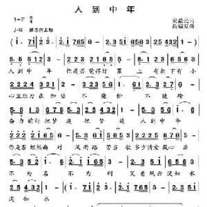 人到中年 _民歌简谱_词曲:安益民 高福友
