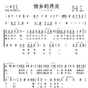他乡的月光 亦弛改编 _歌曲简谱_词曲:胡滨 王佑贵