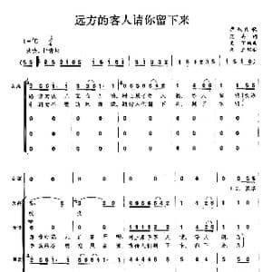 远方的客人请你留下来_歌曲简谱