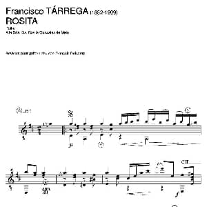 ROSITA Polka A la Srta.Da.Rosita Gonzales de Melo 吉他谱 弗朗西斯科 泰雷加 Francisco Tarrega 1852 1909