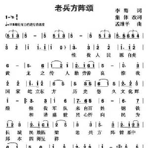 老兵方阵颂_通俗唱法乐谱_词曲:李骛 孟维平