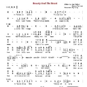 Beauty And The Beast_外国歌谱_词曲:Howard Ashman Alan Menken