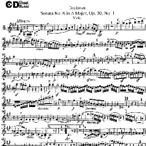 小提琴谱 | Violin Sonata No.6 in A Major Op.30 No.1