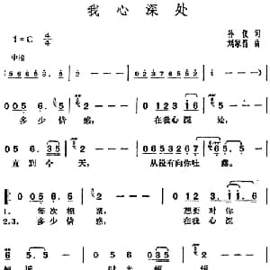 邓丽君演唱金曲 我心深处_通俗唱法乐谱_词曲:孙仪 刘家昌