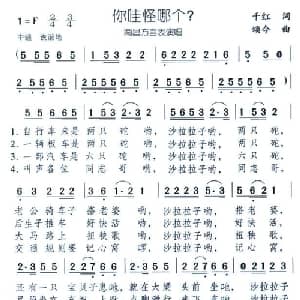 你哇怪哪个？_通俗唱法乐谱_词曲:千红 颂今