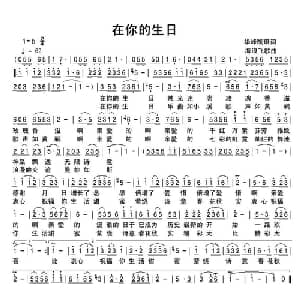 在你的生日_通俗唱法乐谱_词曲:华峰凯琪 海浪飞歌