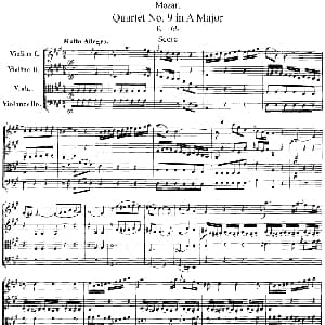 小提琴谱 | Mozart Quartet No.9 in A Major,K.169 总谱