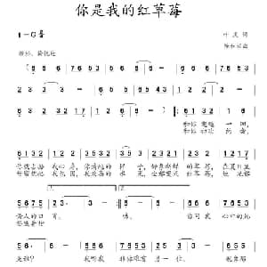 你是我的红草莓_通俗唱法乐谱_词曲:叶庆 陈和昭