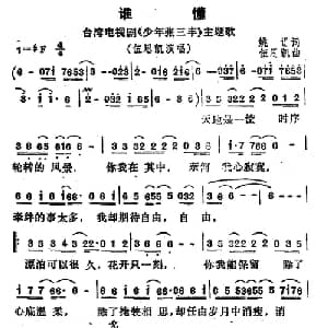 谁懂_通俗唱法乐谱_词曲:姚谦 伍思凯