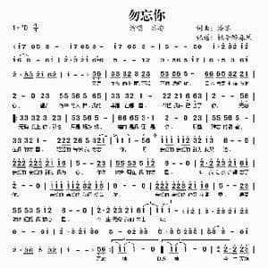 勿忘你_歌谱投稿_词曲:高安 高安