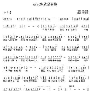 认识你就是有缘_通俗唱法乐谱_词曲:吴清华 吴清华