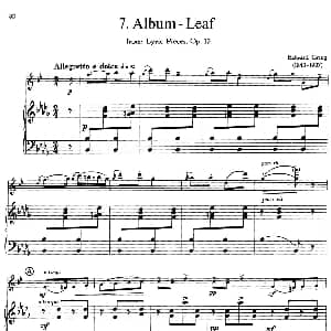 萨克斯谱 | 15首古典萨克斯独奏曲 7 Album Leaf 中音萨克斯 钢琴伴奏