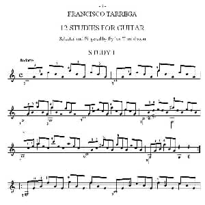 他雷加12首练习曲之1 吉他谱