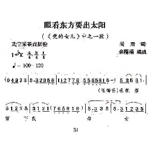 武宁采茶戏 眼看东方要出太阳 党的女儿 选段 阎肃 余隆禧编曲