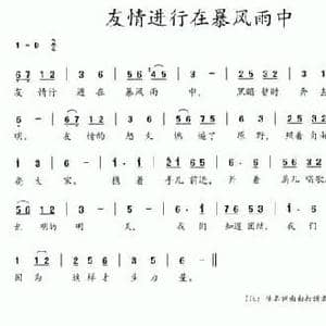 八大歌选_友情进行在暴风雨中_民歌简谱_词曲:佚名 佚名