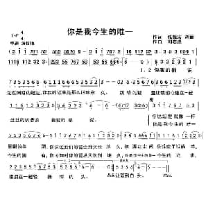 你是我今生的唯一_通俗唱法乐谱_词曲:张战宏 刘丽 刘志成