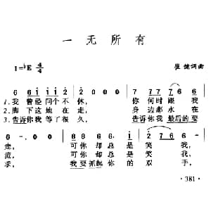 一无所有_通俗唱法乐谱_词曲:崔健 崔健