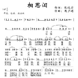 相思泪_通俗唱法乐谱_词曲:张晓宏 周少娟