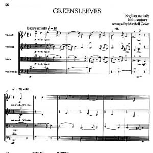 小提琴谱 | GREENSLEEVES 弦乐四重奏