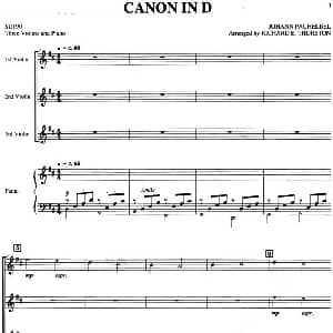 小提琴谱 | CANON IN D 3个小提琴 钢琴伴奏 四重奏 帕赫贝尔