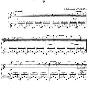 拉赫玛尼诺夫 钢琴前奏曲16 G大调 Op.32 No.5 钢琴谱 拉赫玛尼诺夫