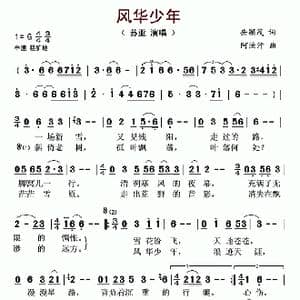 风华少年_歌曲简谱_词曲:岳颖茂 阿汝汗