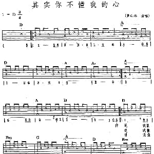 民族吉他弹唱 其实你不懂我的心 吉他谱 童安格