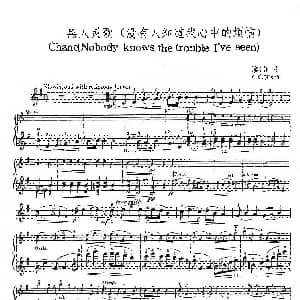 小提琴谱 | 黑人灵歌 没有人知道我心中烦恼 美 怀特