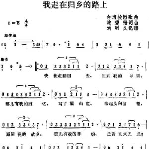 我走在归乡的路上_通俗唱法乐谱_词曲:施碧悟 施碧悟曲 刘明义记谱