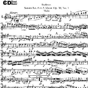 小提琴谱 | Violin Sonata No.6 in A Major Op.30 No.1