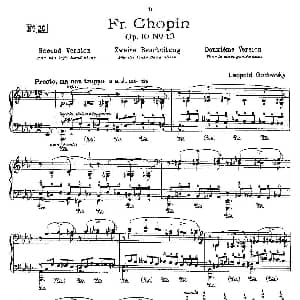 肖邦 练习曲 Fr.Chopin Op.10 No10 2 钢琴谱 Godowsky改编