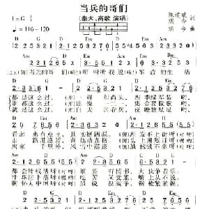当兵的哥们_通俗唱法乐谱_词曲:颂今/陈道斌 颂今