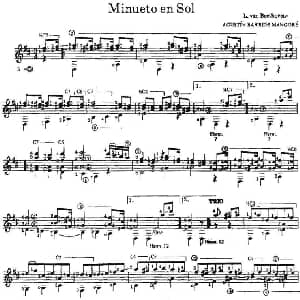 Minueto en Sol 吉他谱 奥古斯汀 巴里奥斯 曼戈雷 Agustin Barrios Mangore